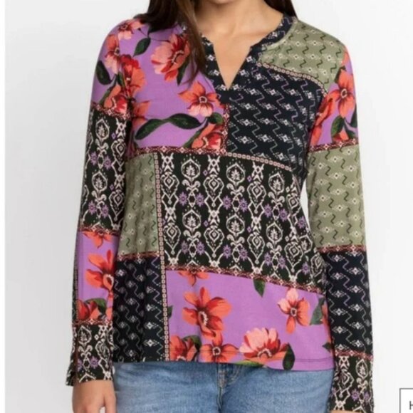 Johnny Was Zanda Split Neck Top - Picture 2 of 11